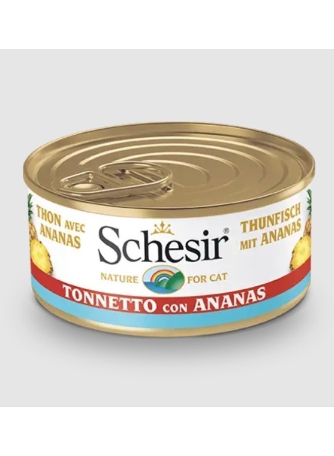 Schesir Natural Cat Food – Tuna with Pineapple – Premium Wet Food in Broth – Natural Ingredients & Real Fruit – 4 × 75 g - Image 3